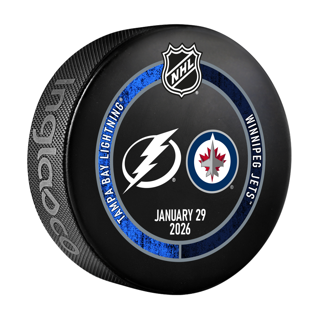 Tampa Bay Lightning 2025-26 Game-used Warm-up Puck vs Winnipeg (1/29/26)