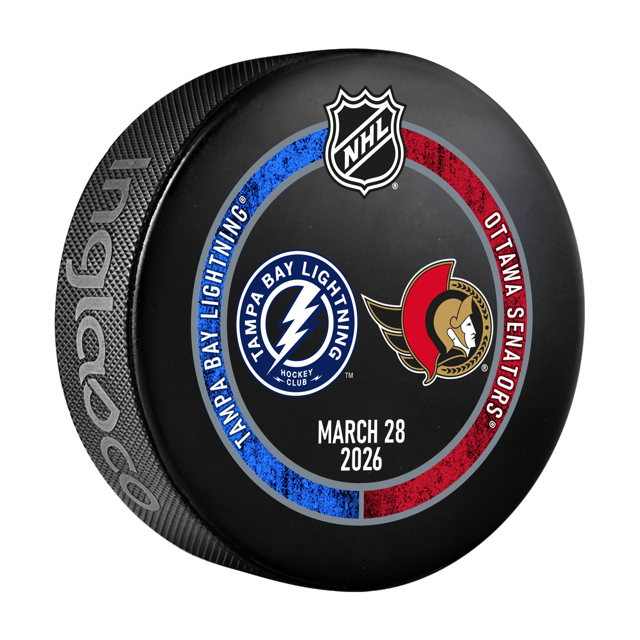 Tampa Bay Lightning 2025-26 Game-used Warm-up Puck vs Ottawa  (3/28/26)