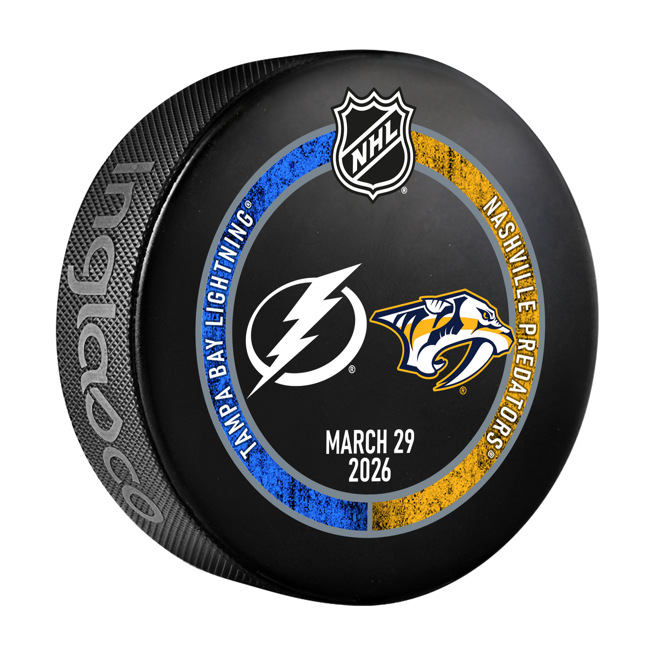 Tampa Bay Lightning 2025-26 Game-used Warm-up Puck vs Nashville (3/29/26)