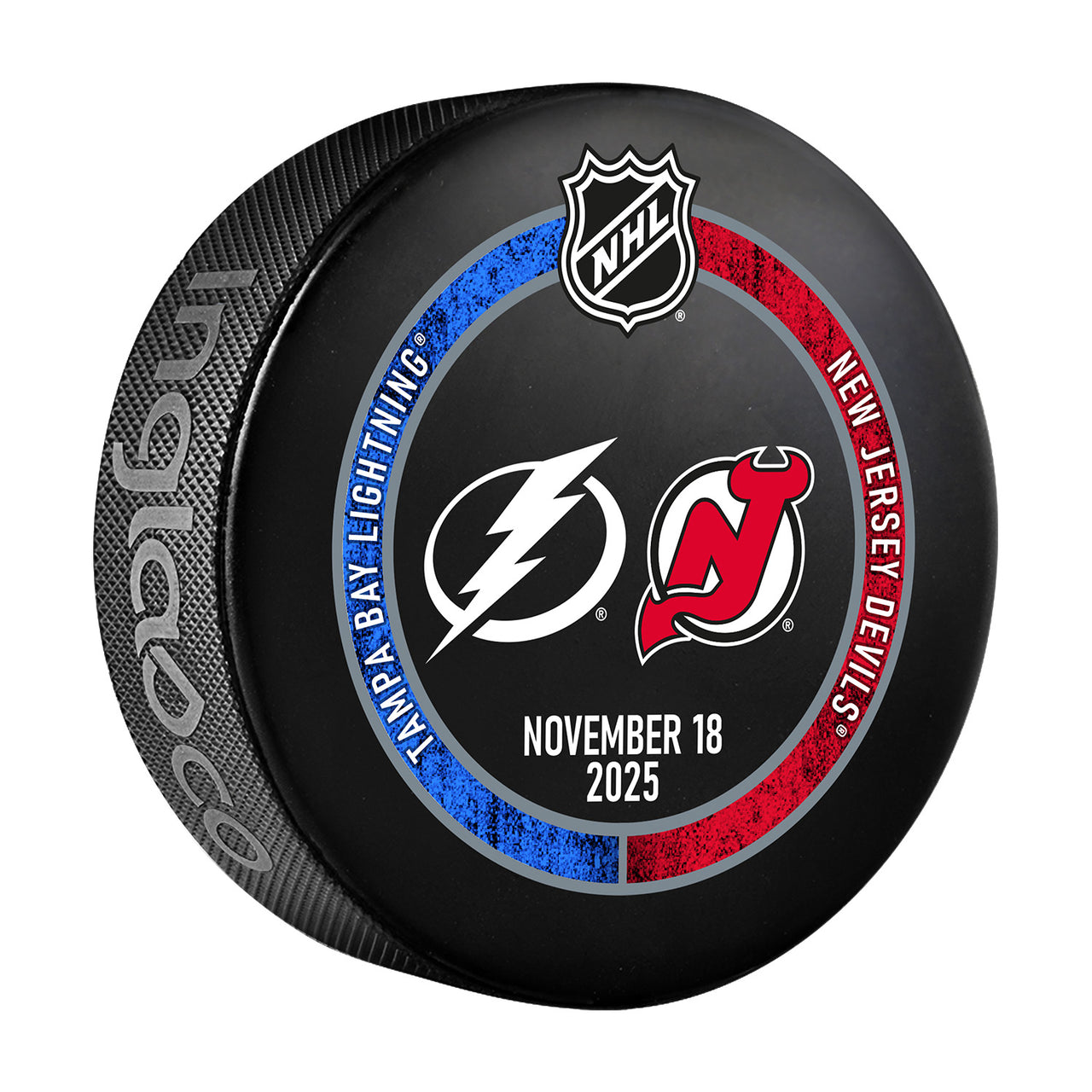 Tampa Bay Lightning 2025-26 Game-used Warm-up Puck vs New Jersey (11/18/25)