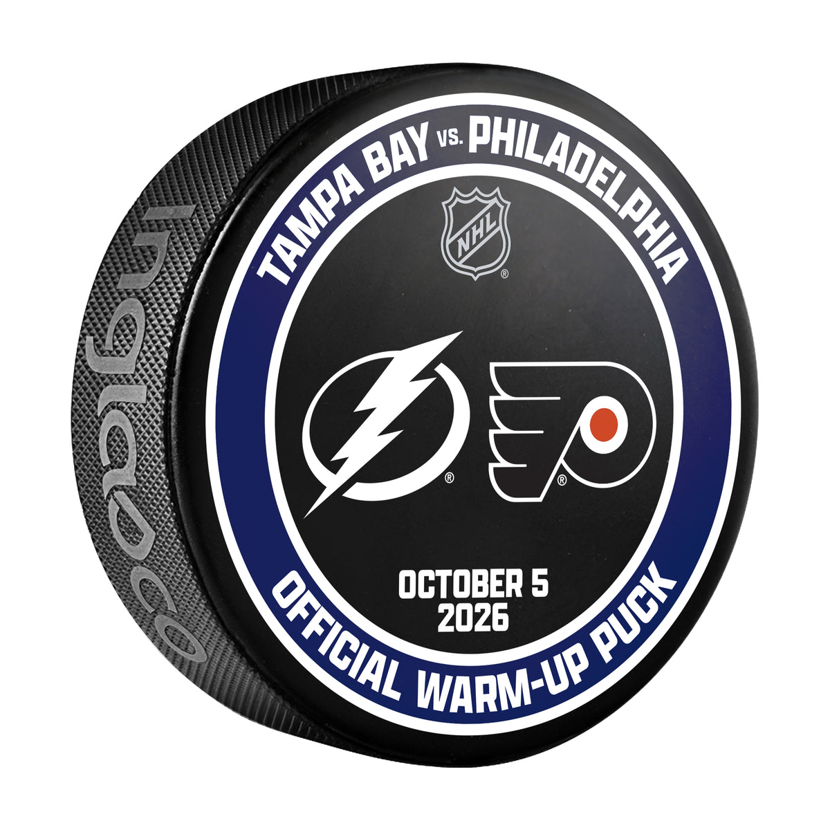 Tampa Bay Lightning 2026-27 Game-used Warm-up Puck vs Philadelphia (10/5/26)