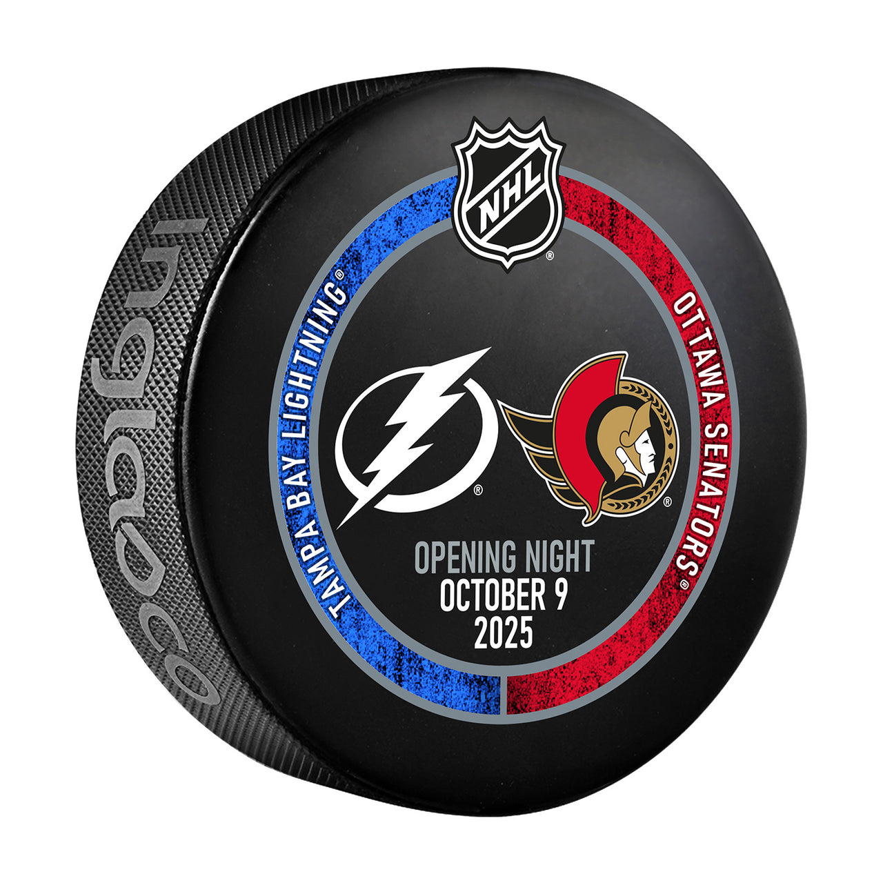 Tampa Bay Lightning 2025-26 Game-used Warm-up Puck vs Ottawa (10/9/2025)