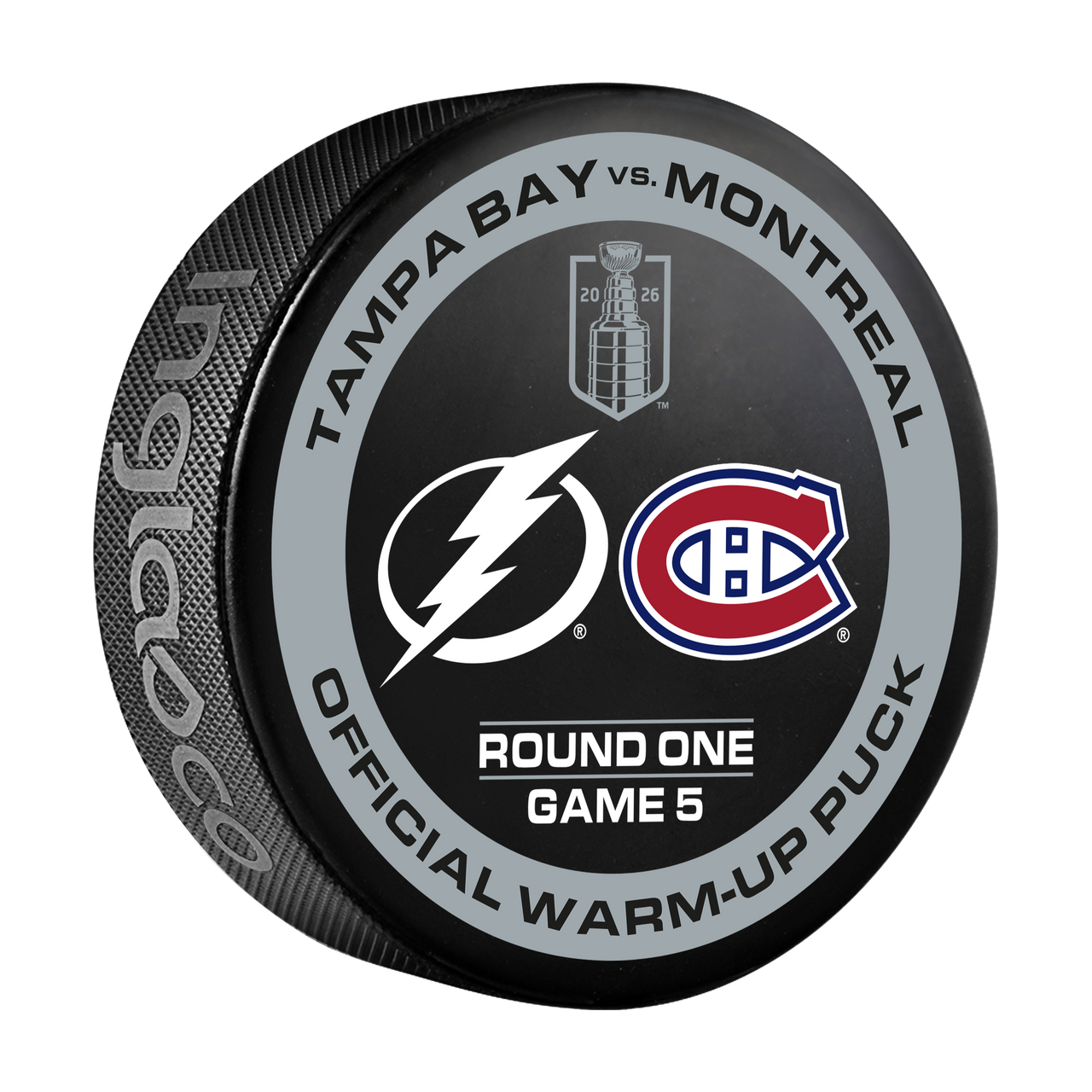 Tampa Bay Lightning 2026 Playoffs Game-used Warm-up Puck vs Montreal Canadiens Round 1 Game 5 (4/29/26)