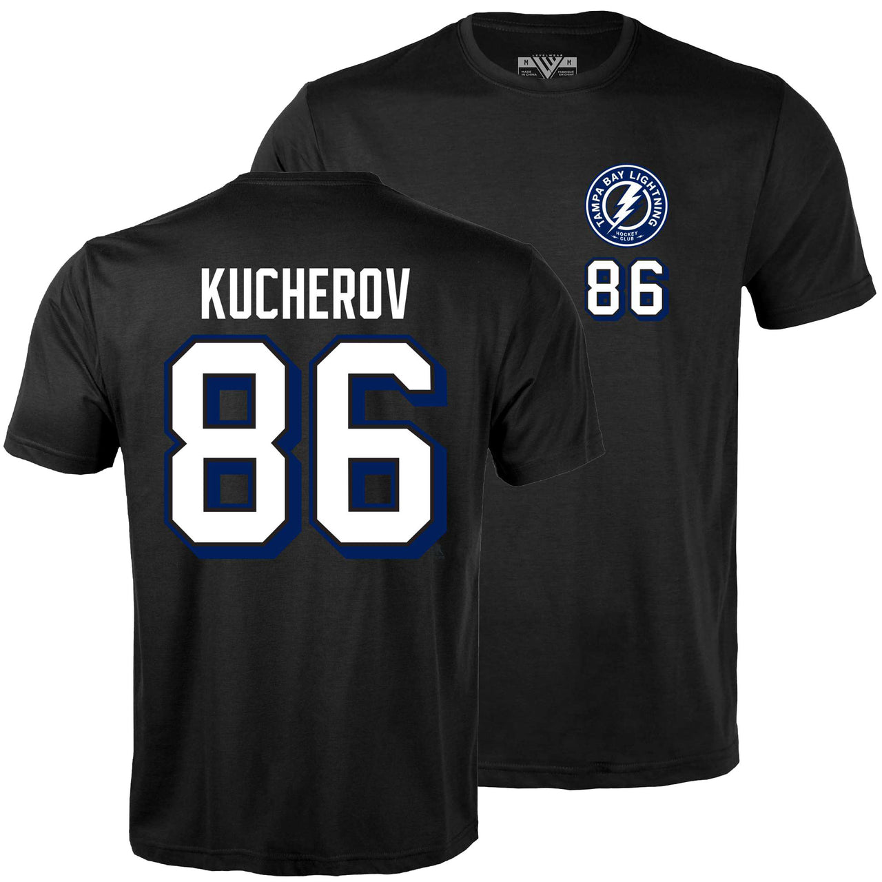 Tampa Bay Lightning Levelwear Nikita Kucherov Name & Number Black Tee