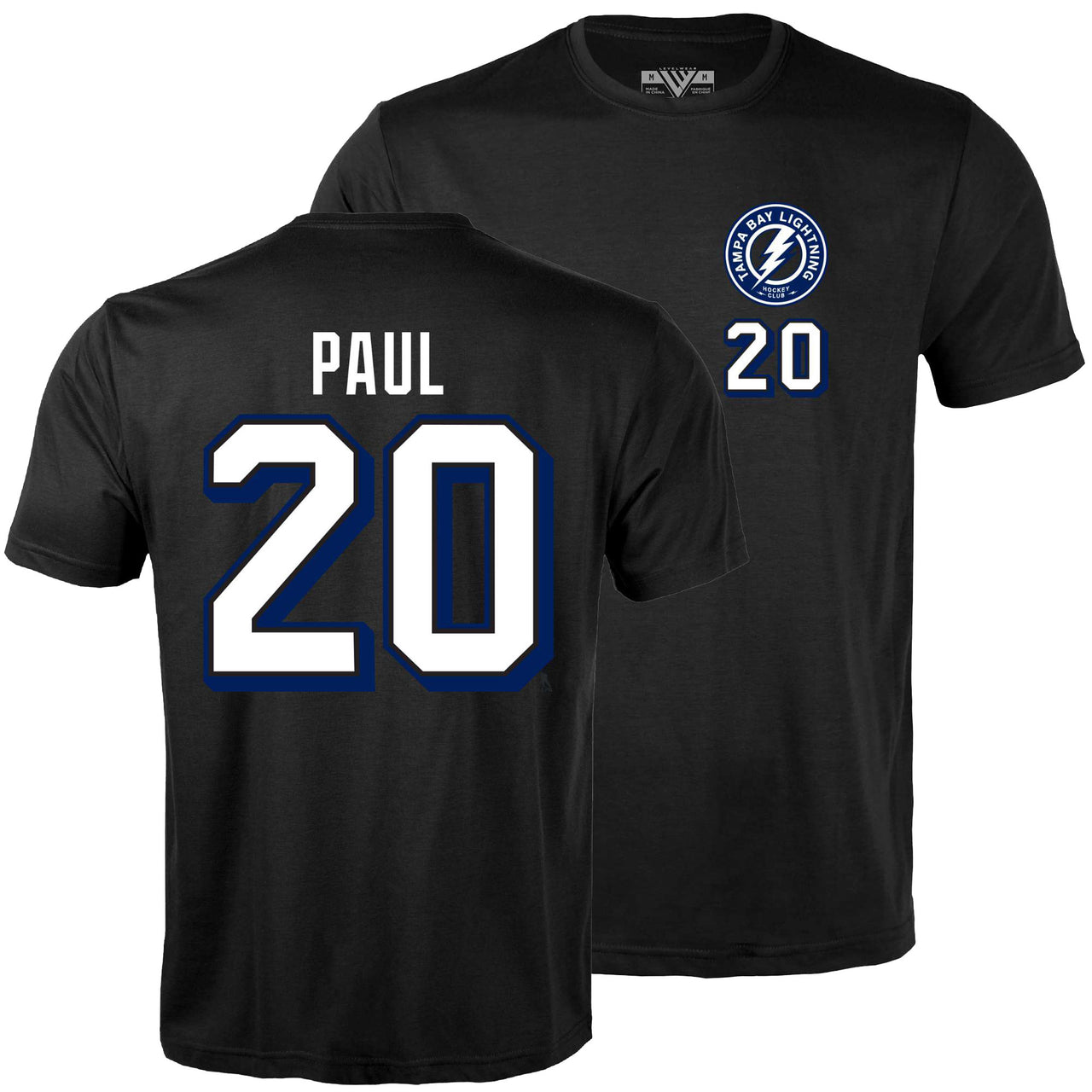 Tampa Bay Lightning Levelwear Nick Paul Name & Number Black Tee