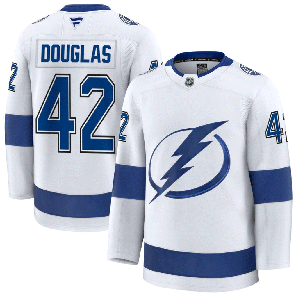 42 Curtis Douglas Tampa Bay Lightning Fanatics Premium Away White Jersey