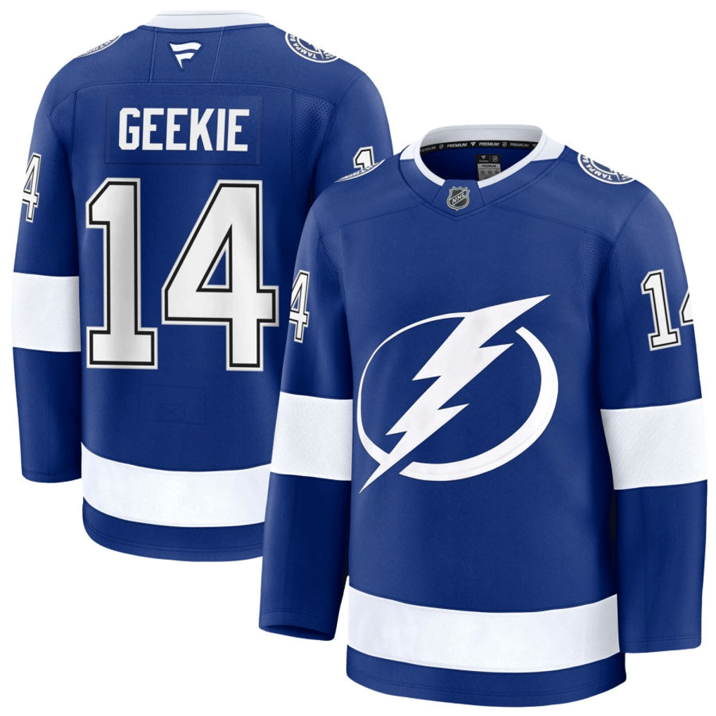 14 Conor Geekie Tampa Bay Lightning Fanatics Premium Home Blue Jersey