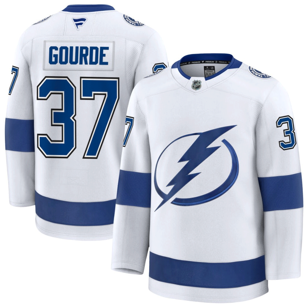 37 Yanni Gourde Tampa Bay Lightning Fanatics Premium Away White Jersey