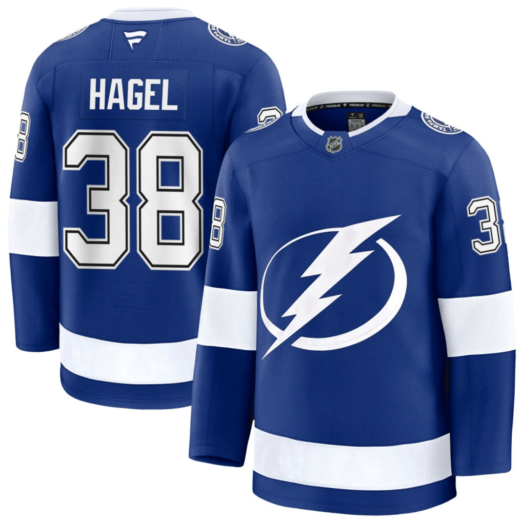 38 Brandon Hagel Tampa Bay Lightning Fanatics Premium Home Blue Jersey