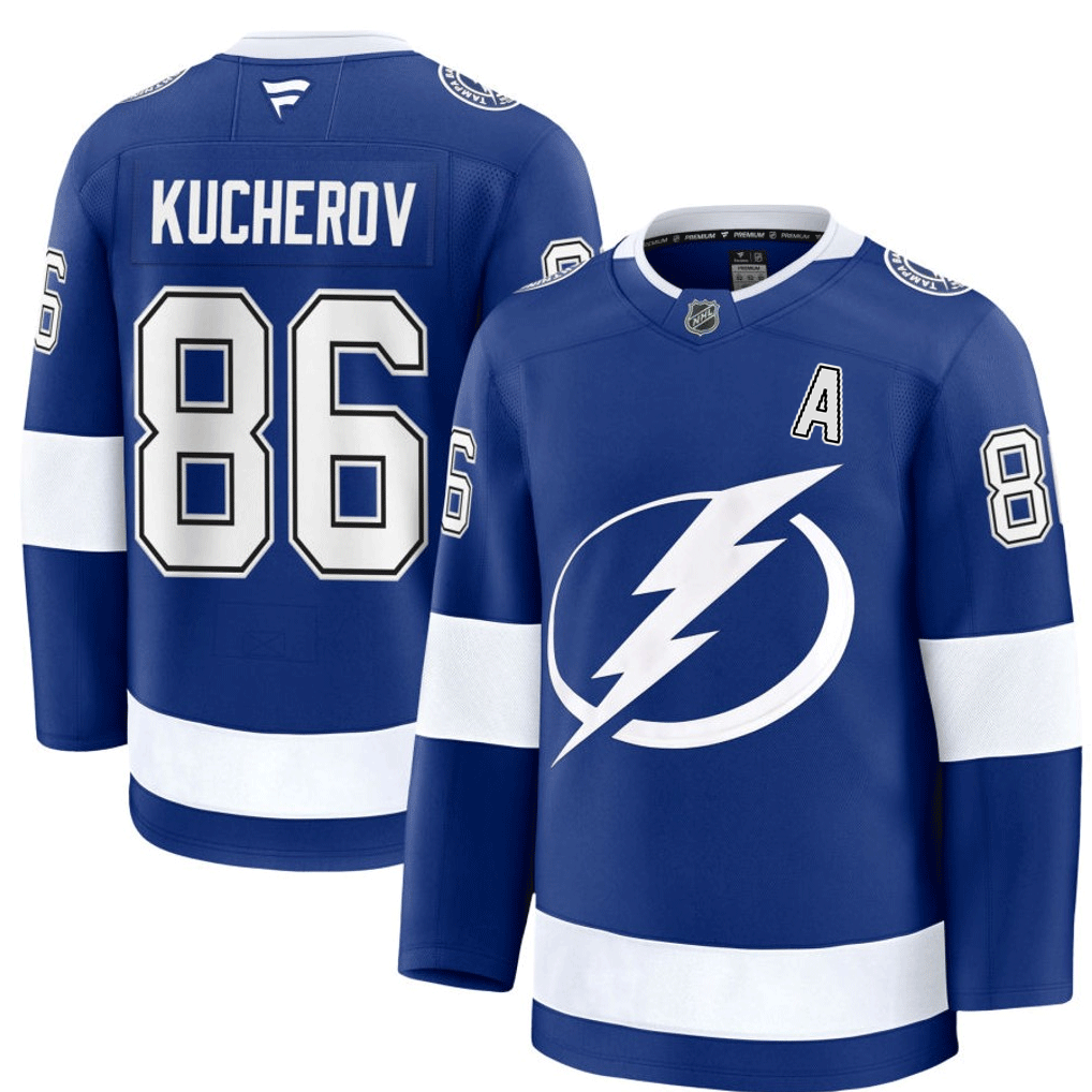 86 Nikita Kucherov Tampa Bay Lightning Fanatics Premium Home Blue Jersey