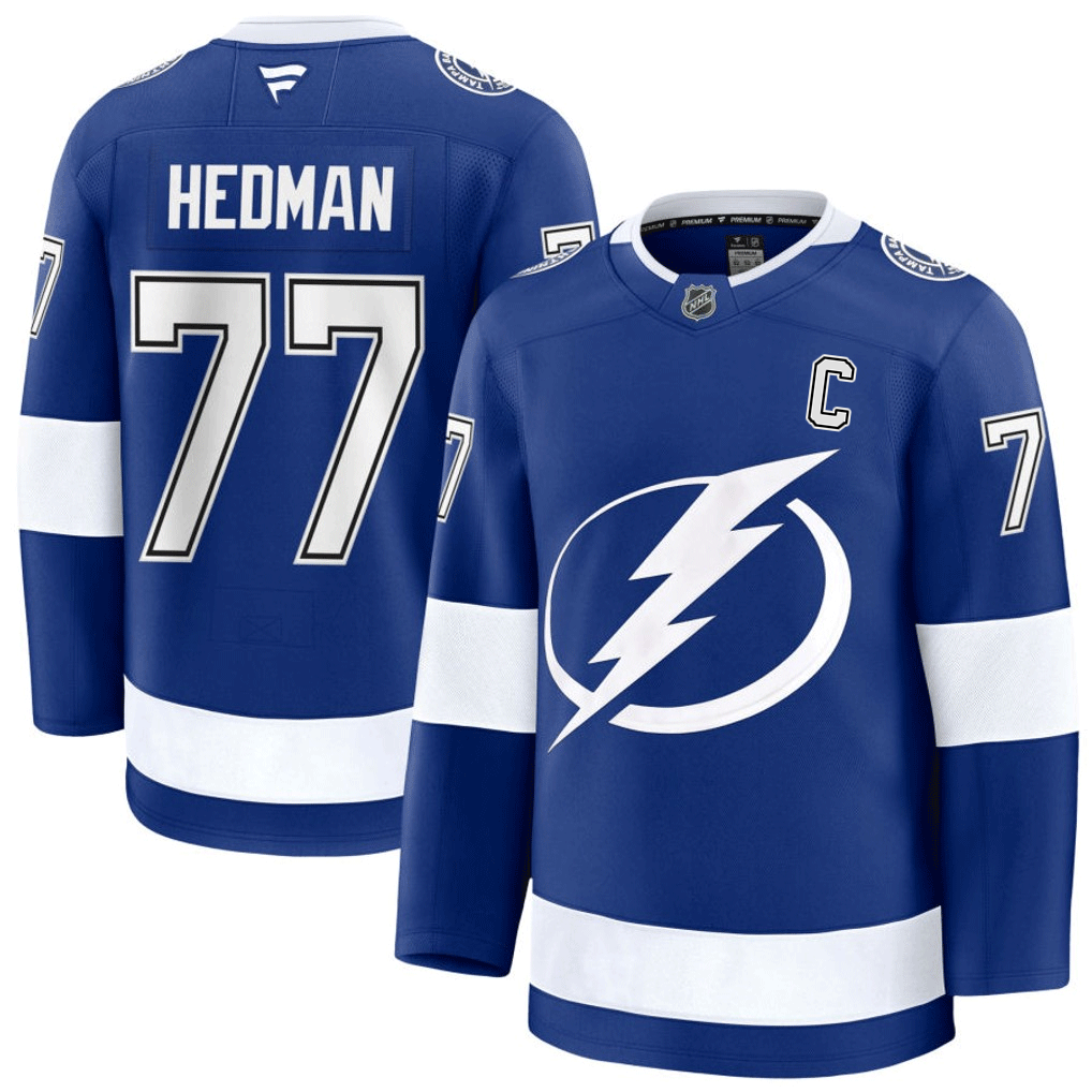 77 Victor Hedman Tampa Bay Lightning Fanatics Premium Home Blue Jersey