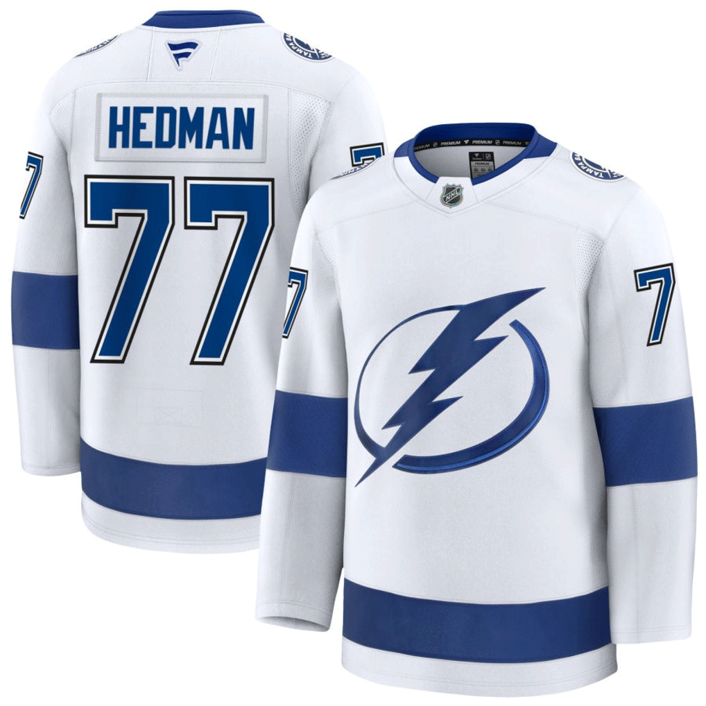 77 Victor Hedman Tampa Bay Lightning Fanatics Premium Away White Jersey
