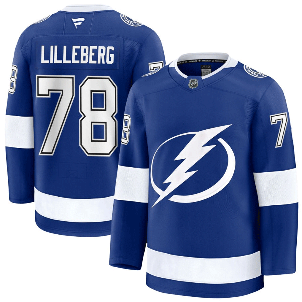 78 Emil Lilleberg Tampa Bay Lightning Fanatics Premium Home Blue Jersey