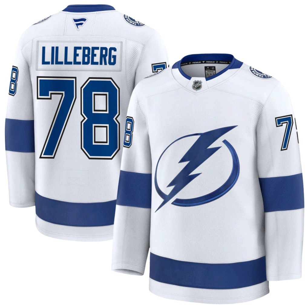 78 Emil Lilleberg Tampa Bay Lightning Fanatics Premium Away White Jersey