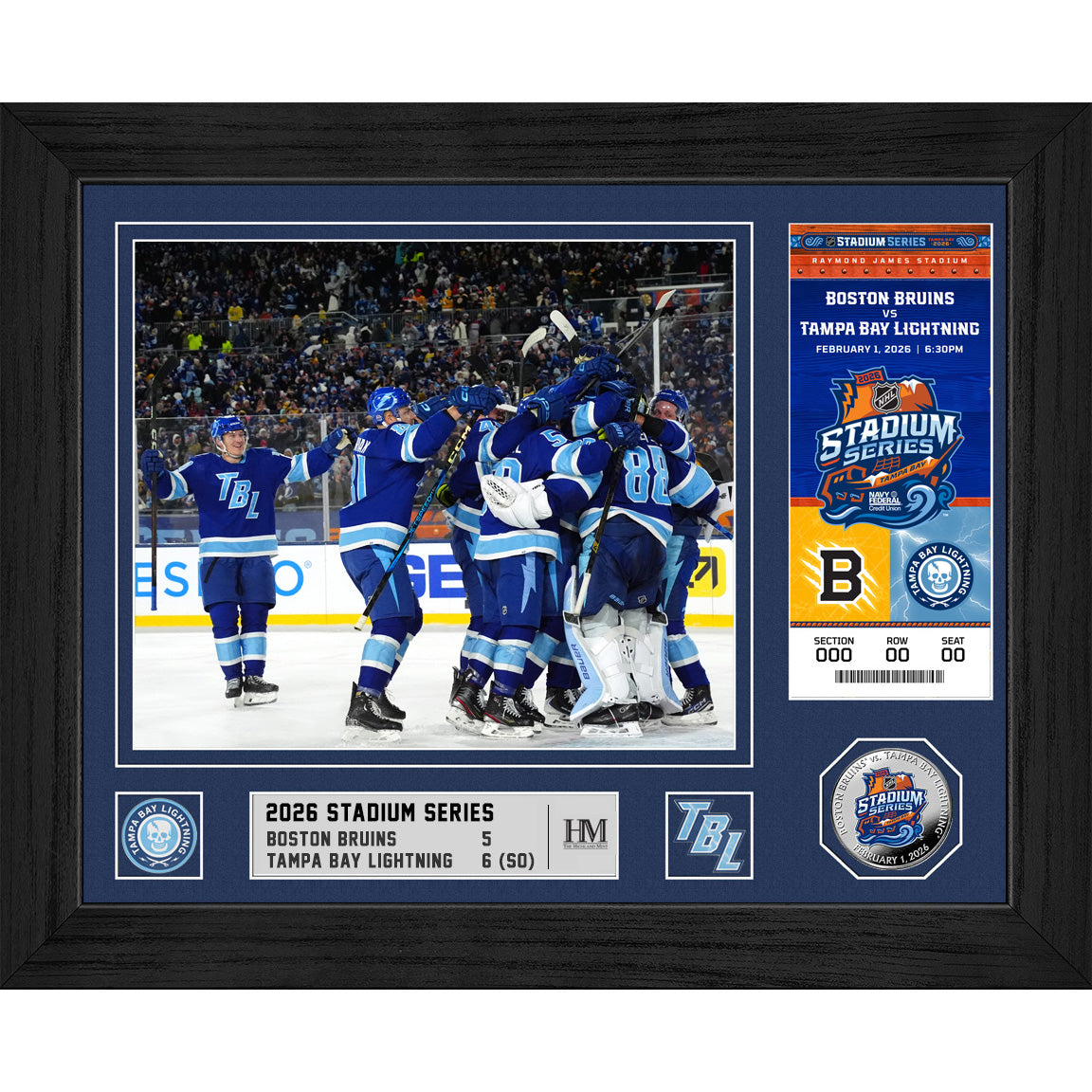Tampa Bay Lightning 2026 Stadium Series Highland Mint Personalized Ticket Frame - Celebration