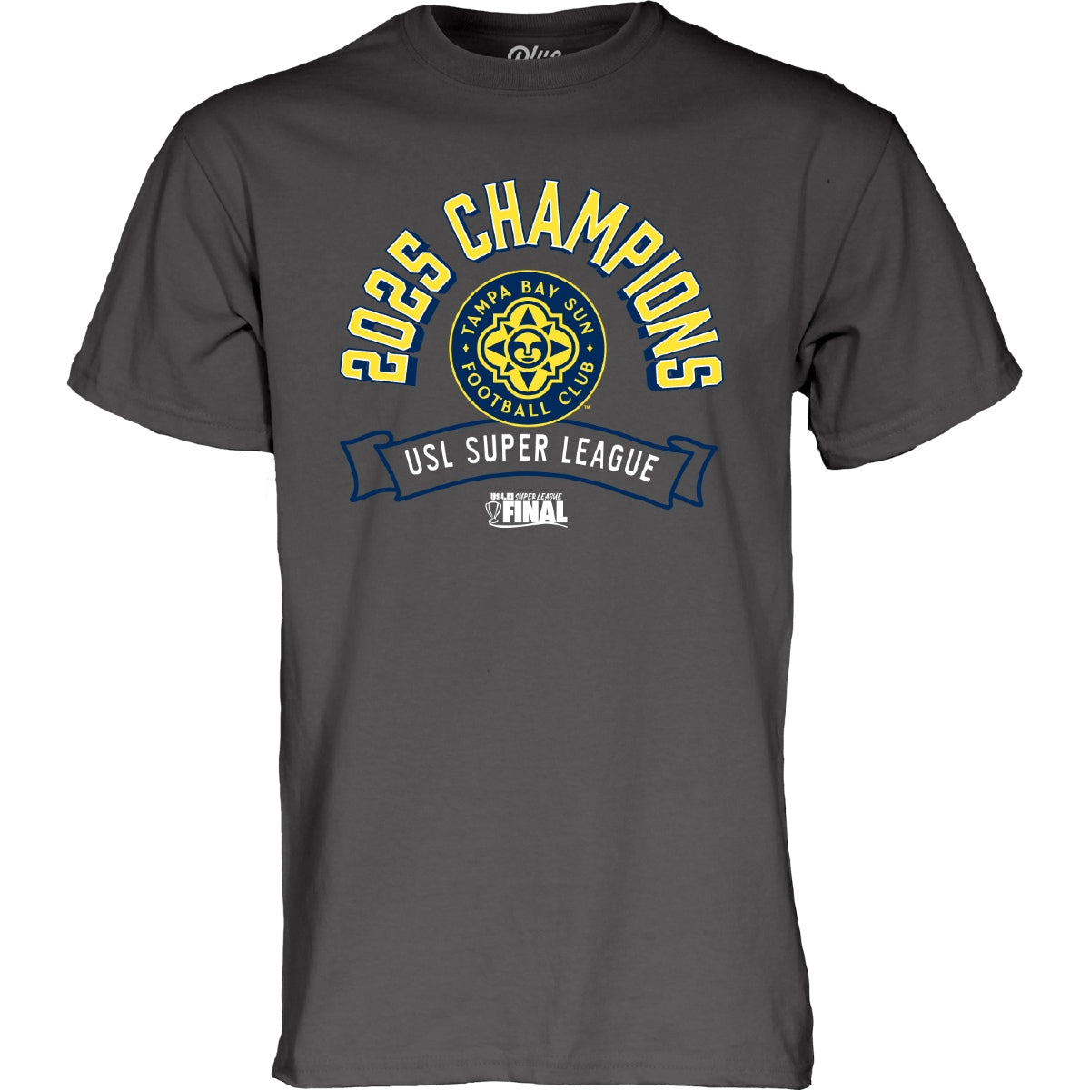 Unisex Tampa Bay Sun FC USL Super League Blue 84 2025 Champions On-Field Tee