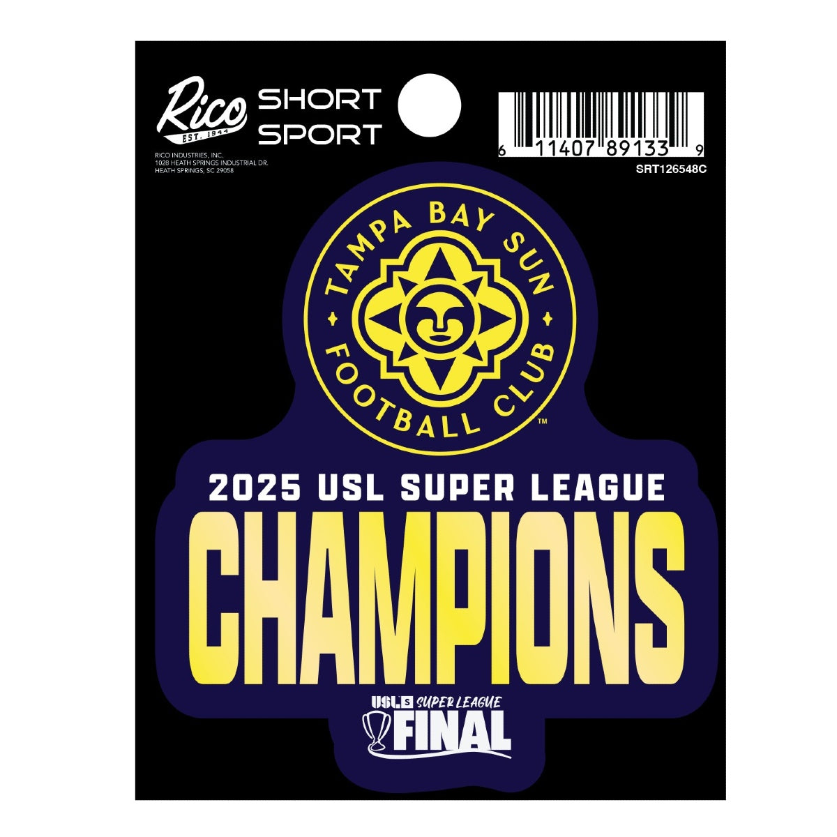 Tampa Bay Sun FC USL Super League 2025 Champions Decal