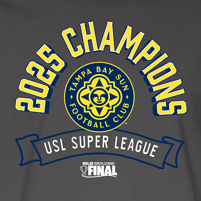 Unisex Tampa Bay Sun FC USL Super League Blue 84 2025 Champions On-Field Tee