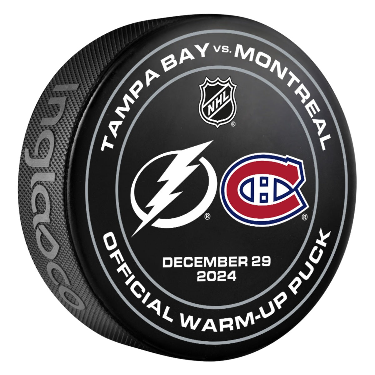 Tampa Bay Lightning 2024-25 Game-used Warm-Up Puck (12/29/2024)