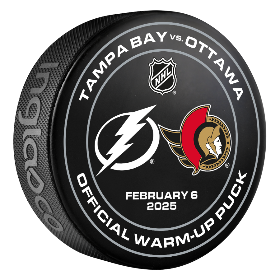 Tampa Bay Lightning 2024-25 Game-used Warm-up Puck (2/6/2025)