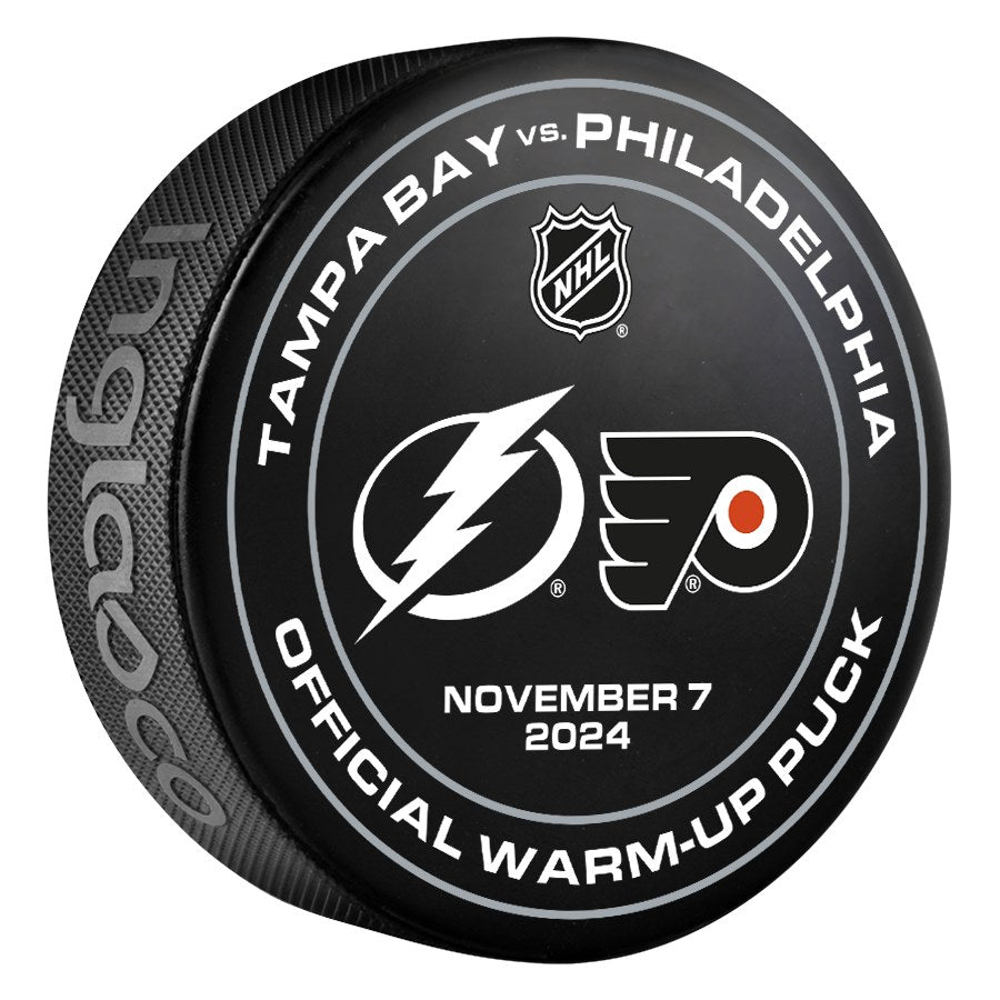 Tampa Bay Lightning 2024-25 Game-used Warm-Up Puck (11/7/2024)