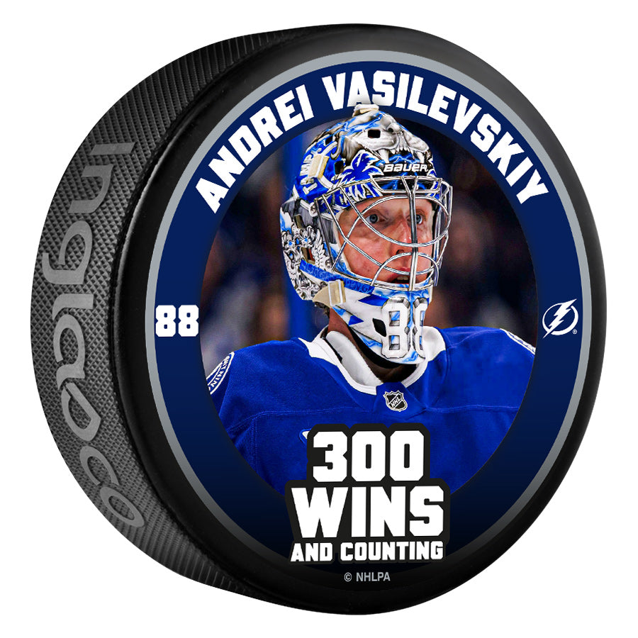 Tampa Bay Lightning Andrei Vasilevskiy 300 Wins Limited Edition Puck