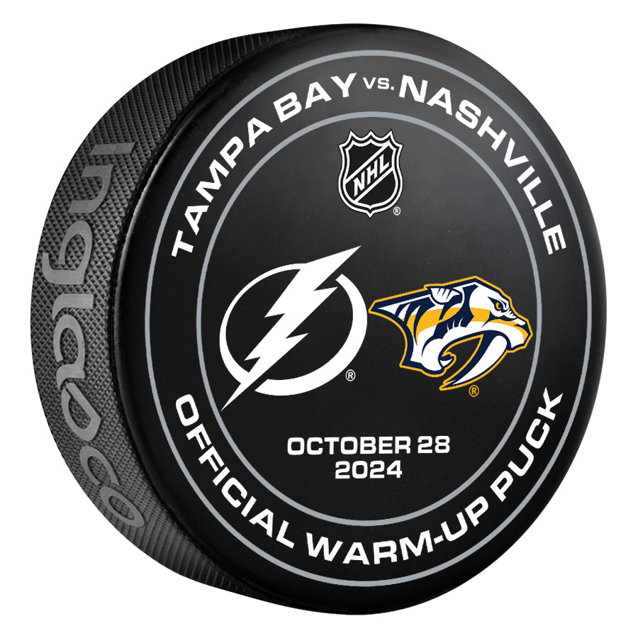 Tampa Bay Lightning 2024-25 Game-used Warm-Up Puck (10/28/2024)