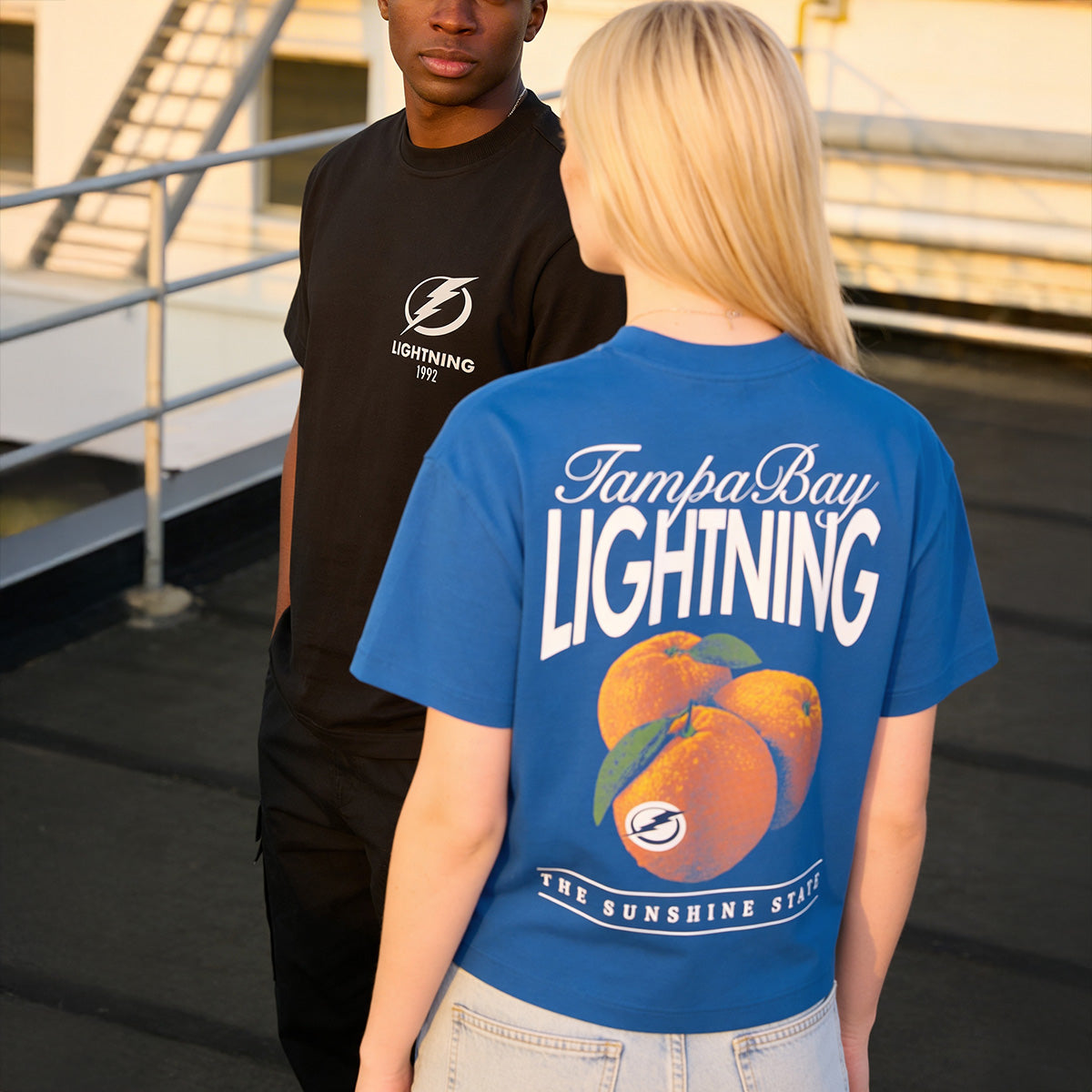 Women's Tampa Bay Lightning Basico Branco Sunshine State Crop Tee