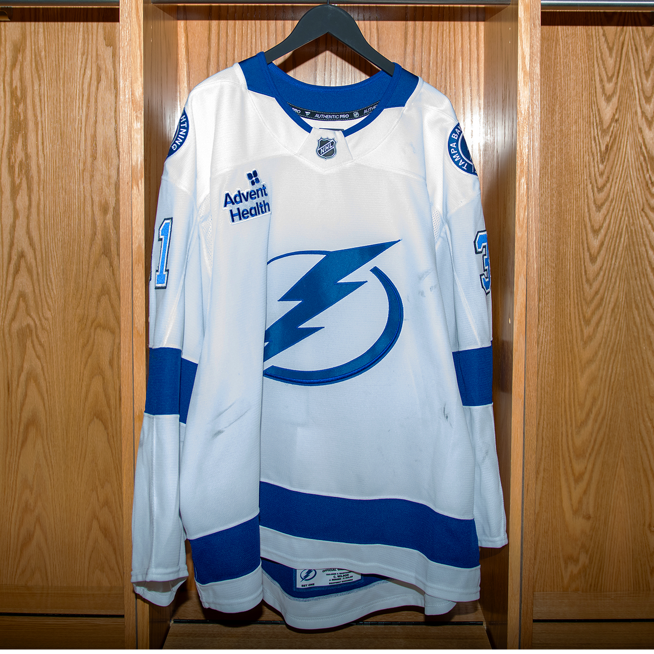 Jonas Johansson Tampa Bay Lightning Game Worn Jersey 2024-2025 WHITE AWAY JERSEY SET #1
