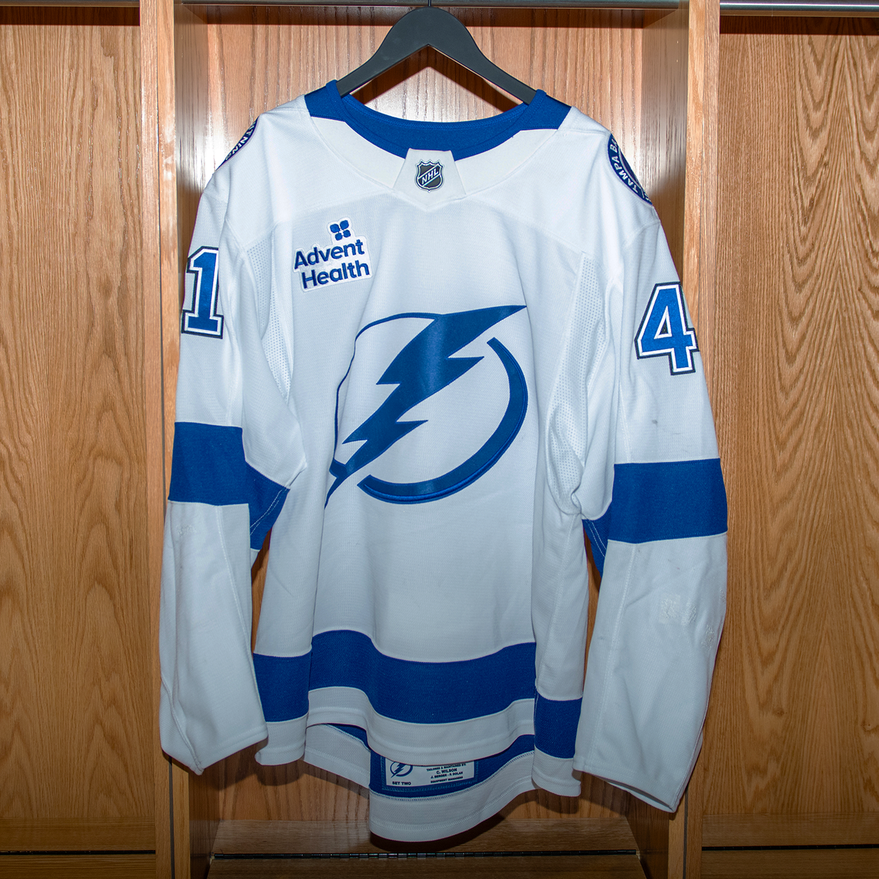 Mitchell Chaffee Tampa Bay Lightning Game Worn Jersey 2024-2025 WHITE AWAY JERSEY SET #2