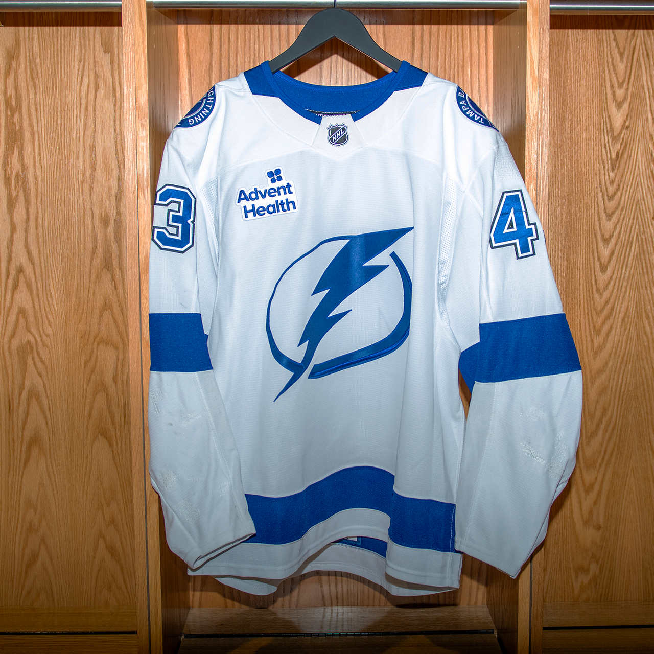 Darren Raddysh Tampa Bay Lightning Game Worn Jersey 2024-2025 WHITE AWAY JERSEY SET #2