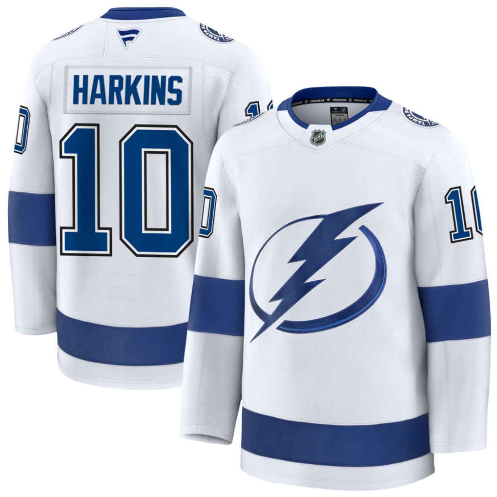 10 Jansen Harkins Tampa Bay Lightning Fanatics Premium Away White Jersey