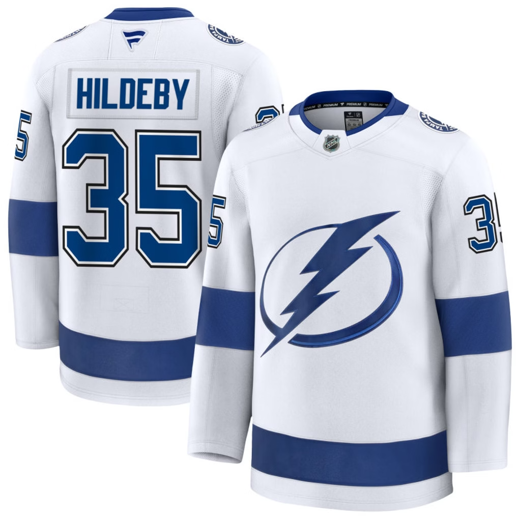 35 Dennis Hildeby Tampa Bay Lightning Fanatics Premium Away White Jersey