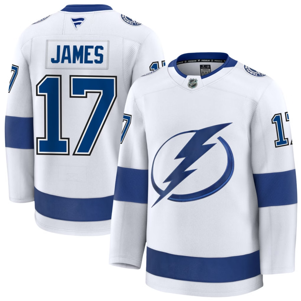 17 Dominic James Tampa Bay Lightning Fanatics Premium Away White Jersey