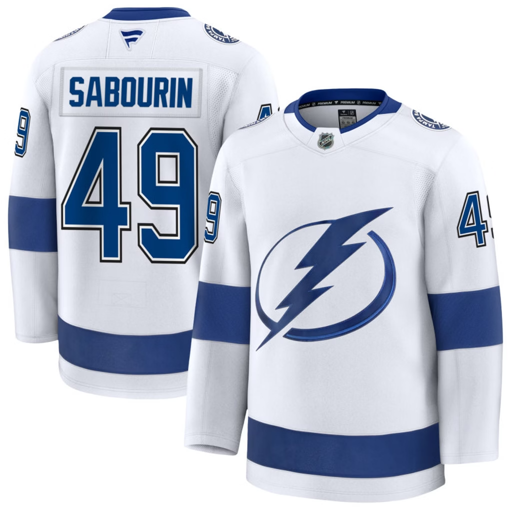 49 Scott Sabourin Tampa Bay Lightning Fanatics Premium Away White Jersey