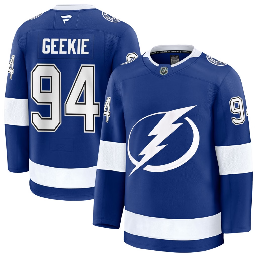 94 Connor Geekie Tampa Bay Lightning Fanatics Premium Home Blue Jersey