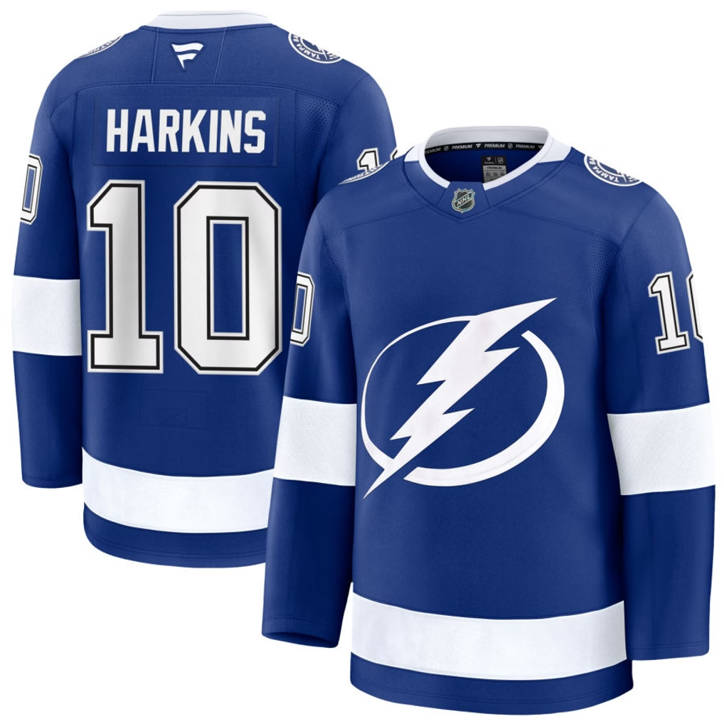 10 Jansen Harkins Tampa Bay Lightning Fanatics Premium Home Blue Jersey