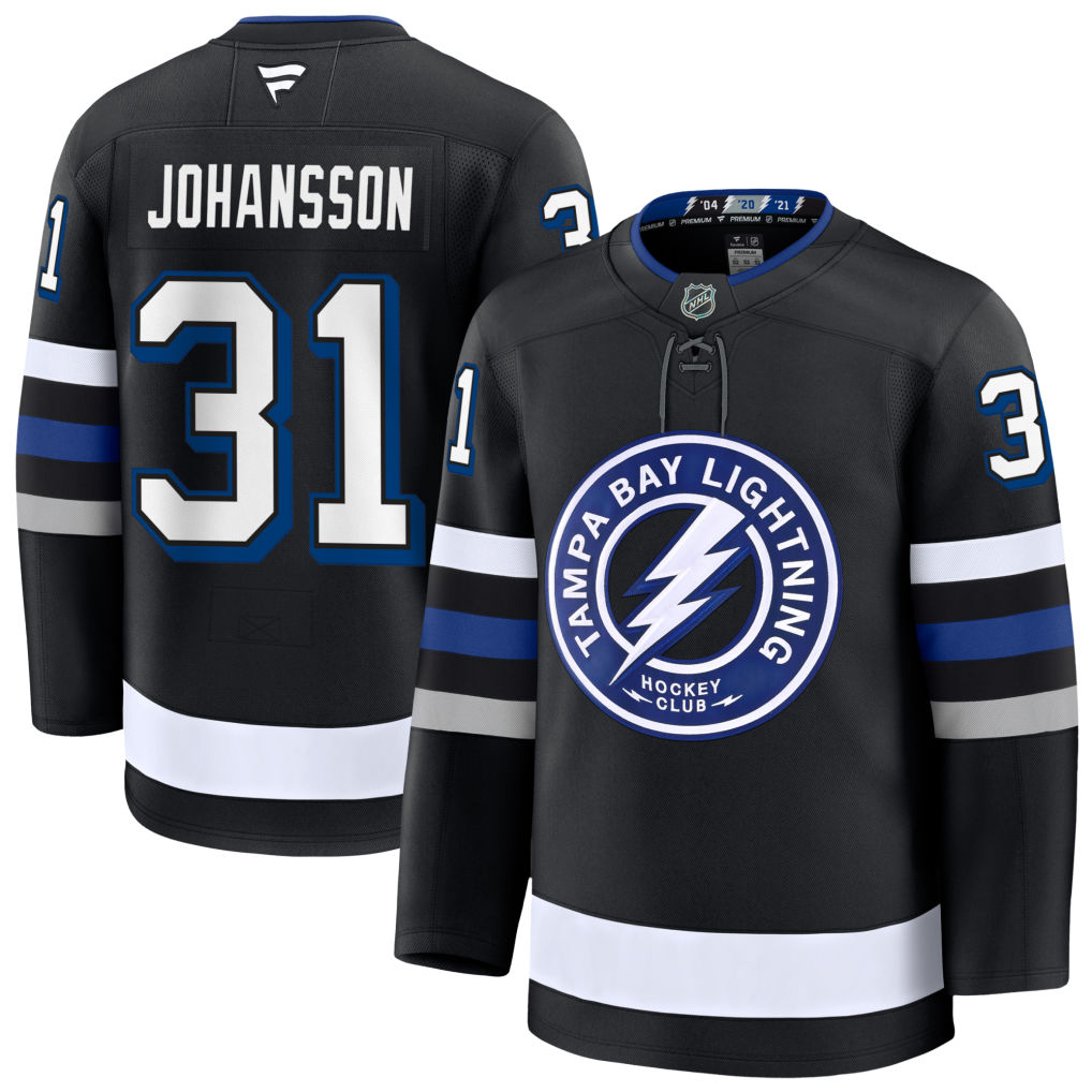 31 Jonas Johansson Tampa Bay Lightning Fanatics Premium Alternate Black Jersey