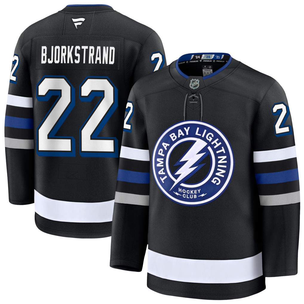 22 Oliver Bjrokstrand Tampa Bay Lightning Fanatics Premium Alternate Black Jersey