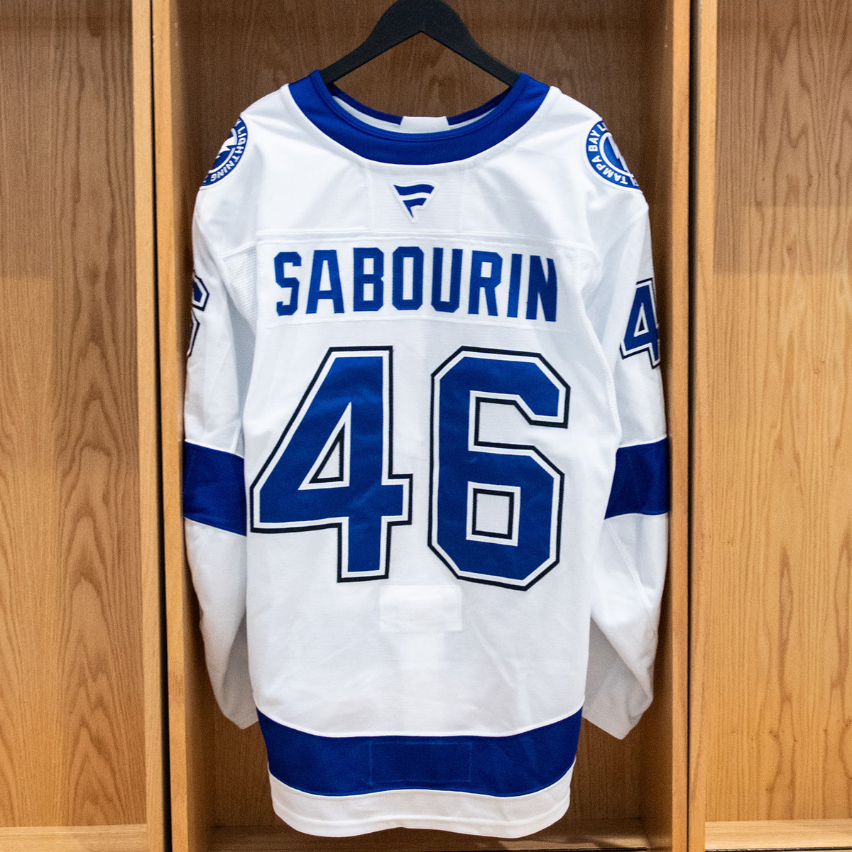 Scott Sabourin Tampa Bay Lightning Game Worn Jersey 2025-26 White Away Set #1