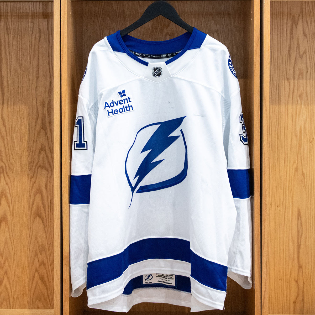 Jonas Johansson Tampa Bay Lightning Game Worn Jersey 2025-26 White Away Set #1