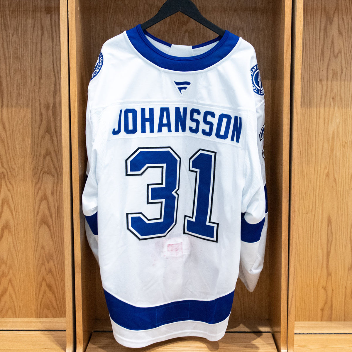 Jonas Johansson Tampa Bay Lightning Game Worn Jersey 2025-26 White Away Set #1