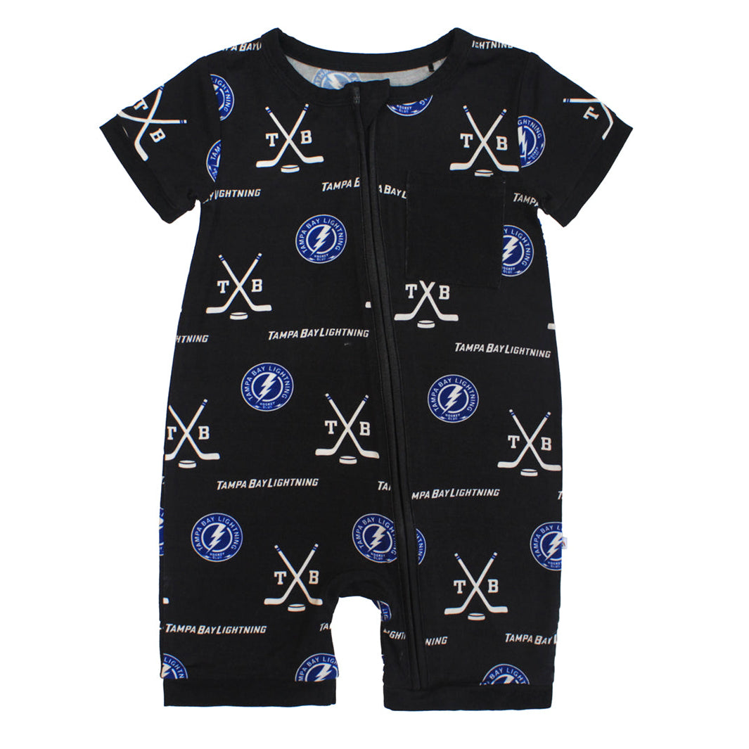 Lightning Classic bamboo shortie romper with Tampa Bay Lightning logo print