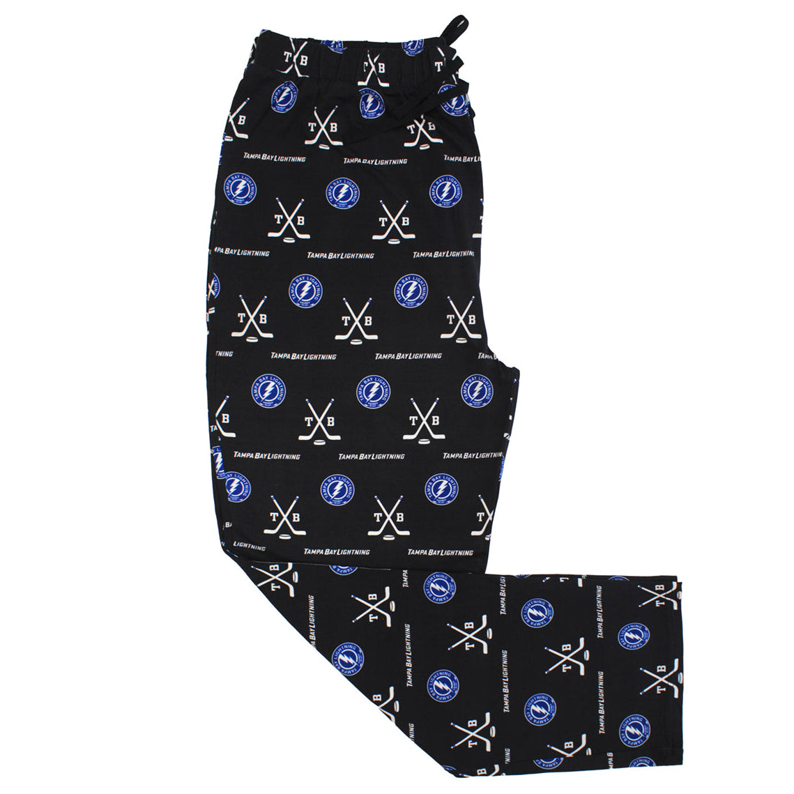 Unisex black bamboo lounge pants with Tampa Bay Lightning logo print