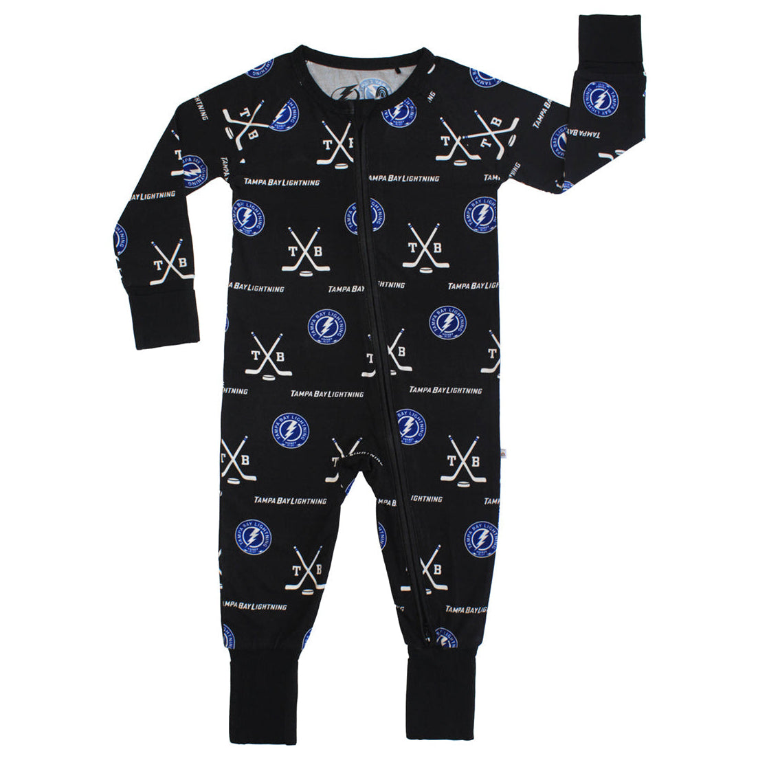 Black long sleeve Tampa Bay Lightning logo print bamboo convertible pajama