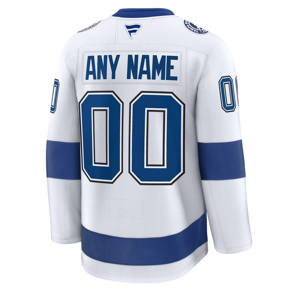 Tampa Bay Lightning Fanatics Customizable Blank Premium Away White Jersey