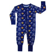 ThunderBug bamboo convertible baby pajama in blue mascot print