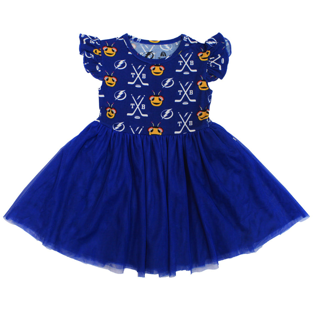 ThunderBug bamboo tulle twirl dress in Bolts Blue for kids