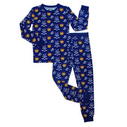 Long sleeve kids bamboo pajama set in blue ThunderBug print